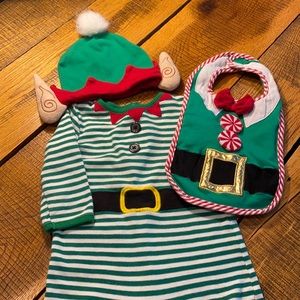 Elf holiday outfit Gymboree and matching bib hat
